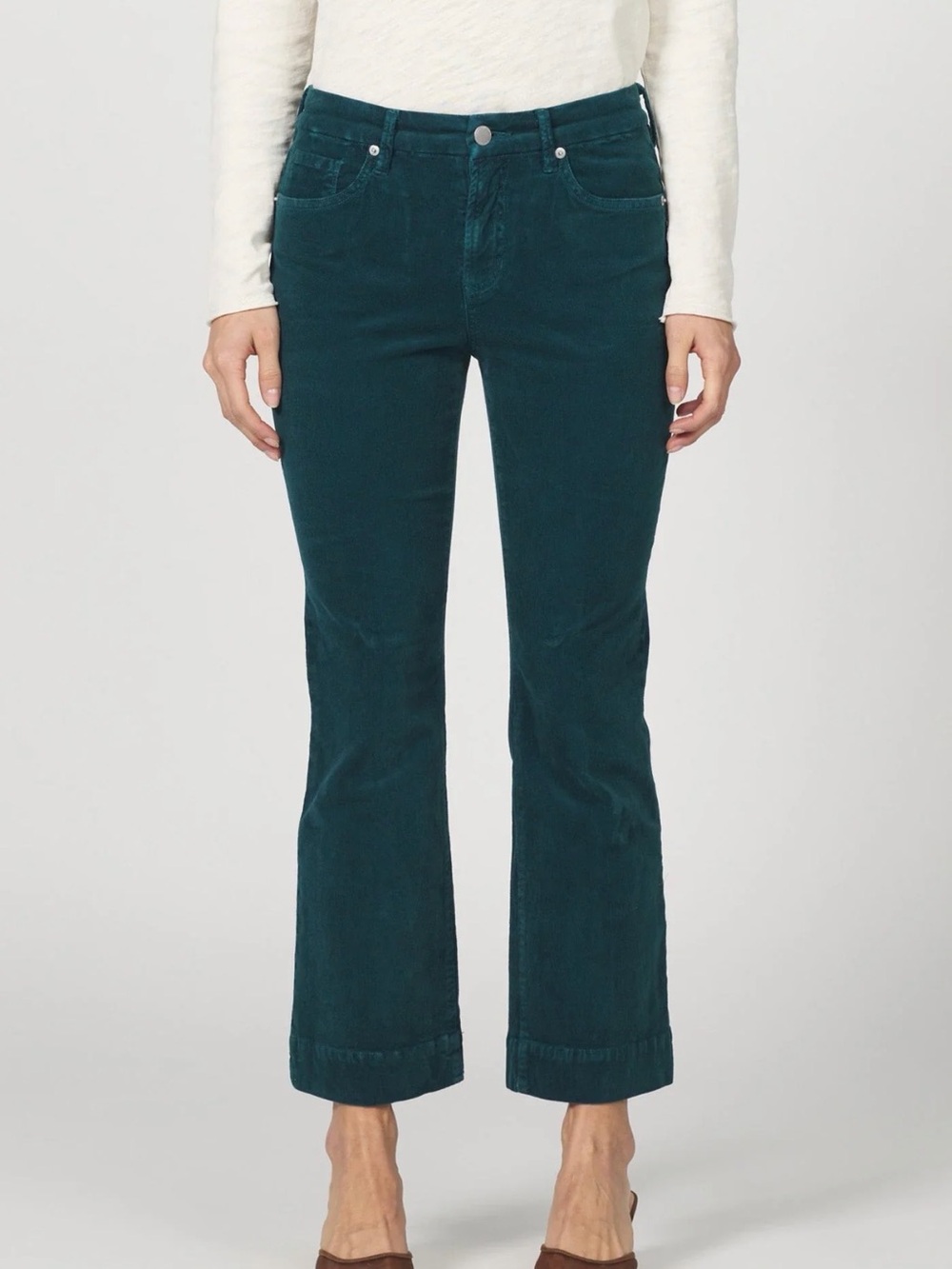 Dear John Teal Corduroy Cropped Flare Jeans